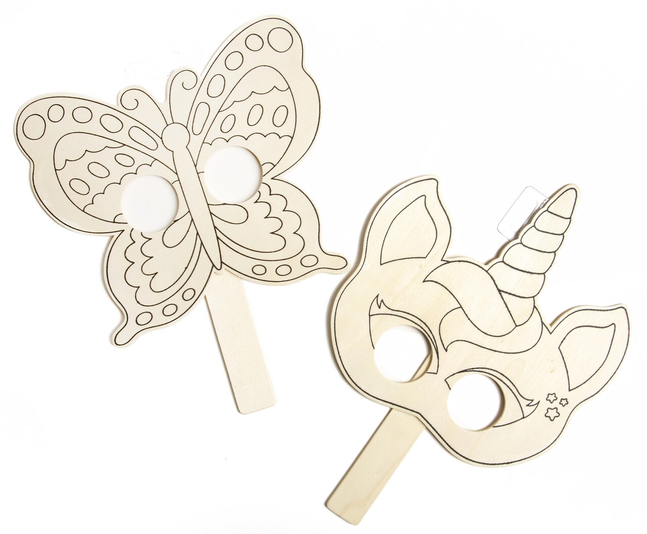 CousinDIY Unfinished Wood Mask Assortment-Butterfly & Kittycorn